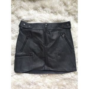 Faux Leather Moto Mini Skirt